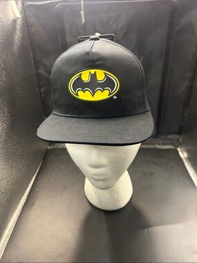 Batman Black Snapback Hat with Yellow Logo
